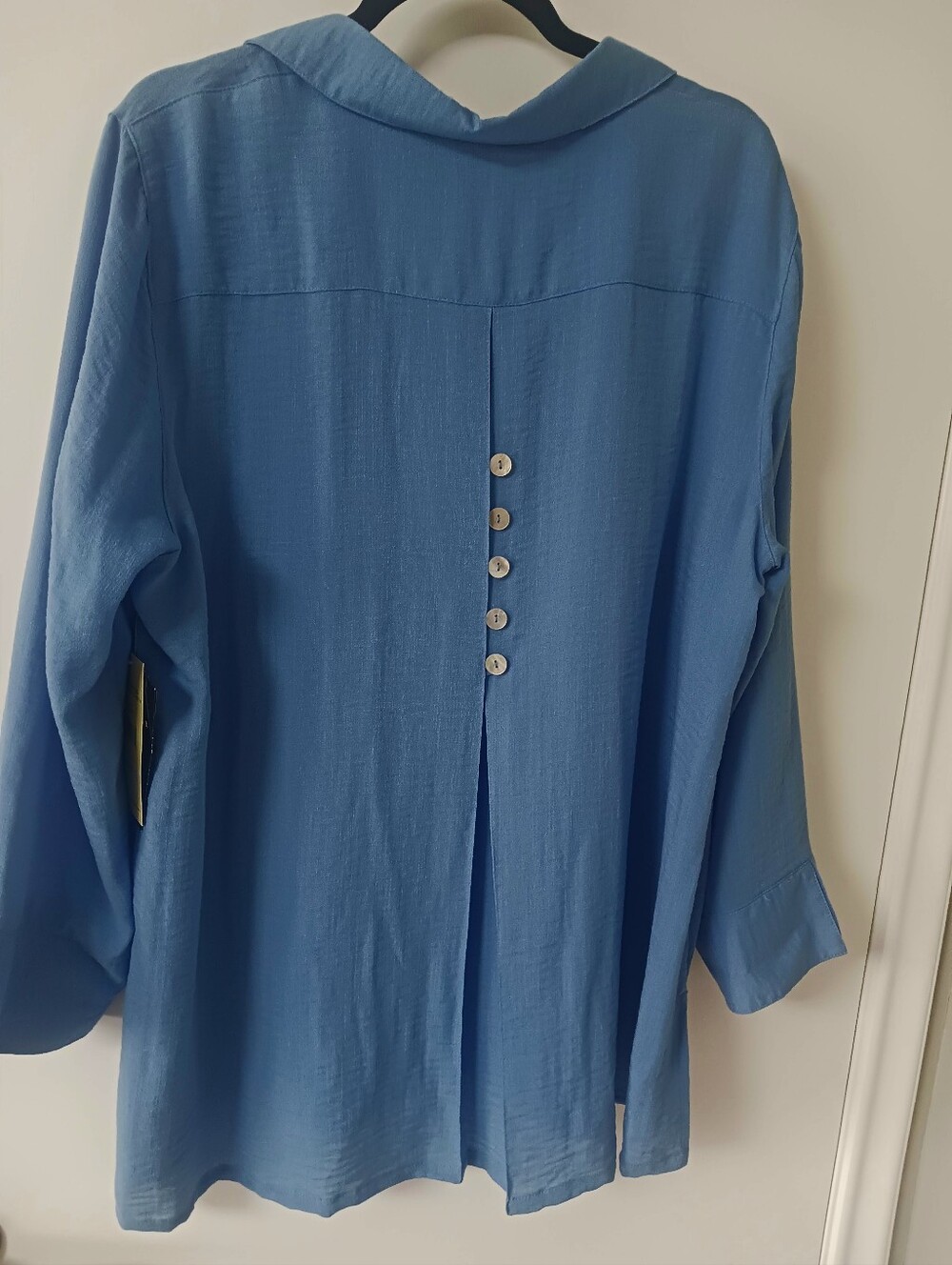 Multiples Blue Button-Front Blouse - Picture 2 of 4